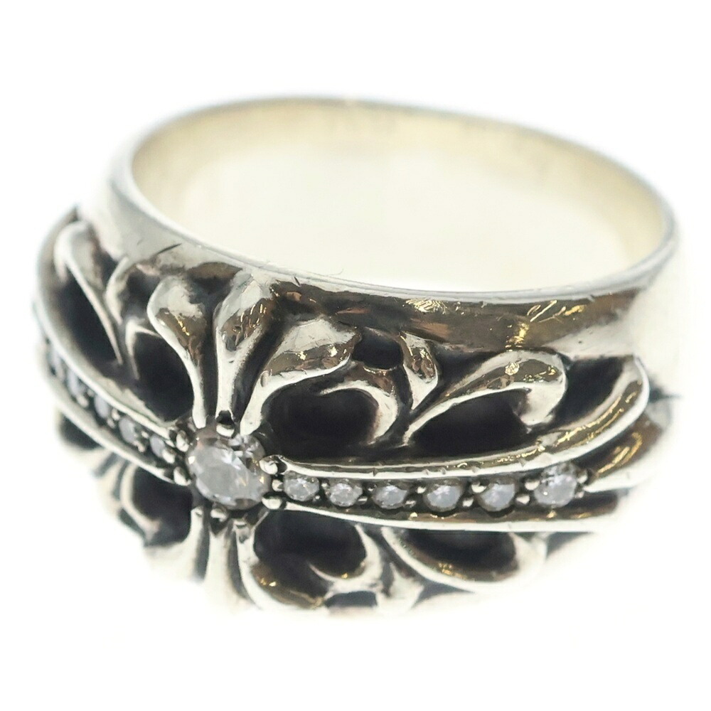 CHROME HEARTS(クロムハーツ) 大いさ:17.0号 FLRL CRS P DMND フローラルクロス PAVE金剛石 しろがね色輪っか【中古】【座標軸B】【色合いしろがね色】【取りまわしバス発着場OneStyle新宿店】