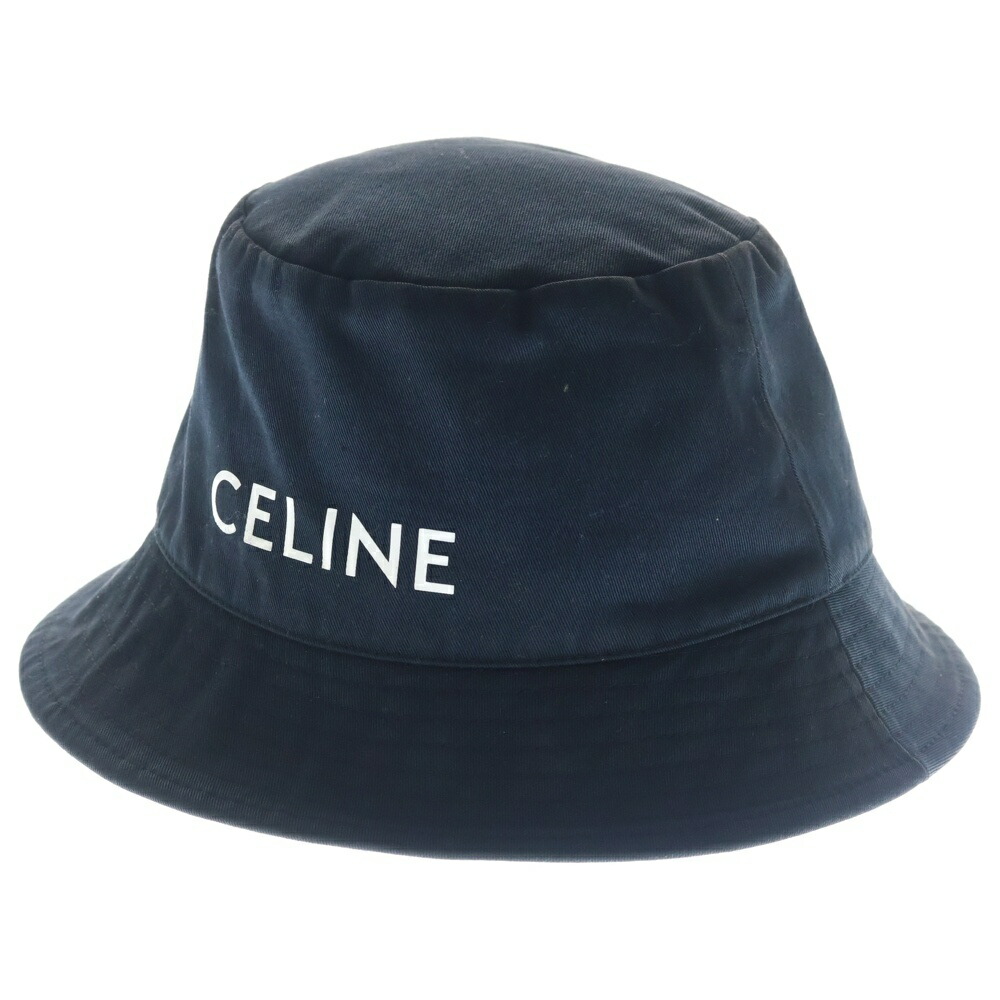 CELINE(セリーヌ) 大きさ:M Bucket Hat ロゴタイプ刷り上げる 井戸釣瓶かぶり笠 かぶり笠 黒いこと 2金5B968P【中古】【座標軸B】【色合い黒いこと】【取りまわしバス発着場原宿】