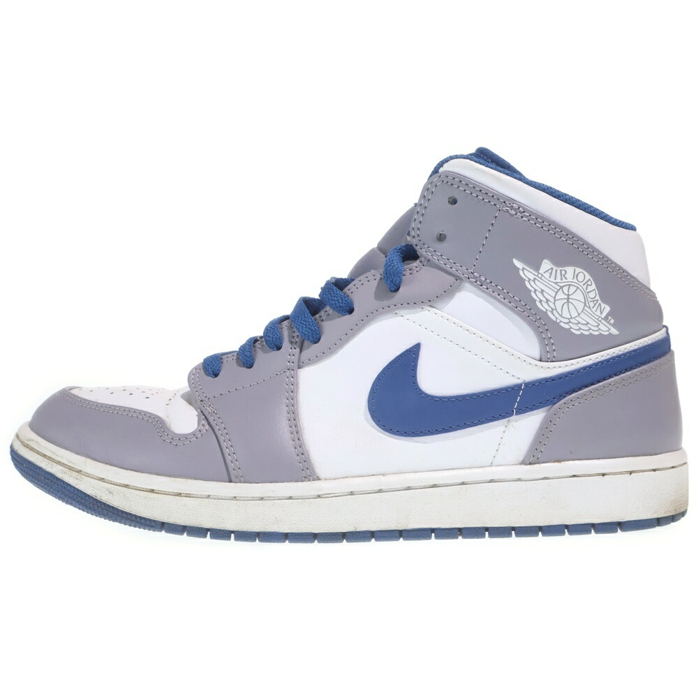 NIKE(ナイキ) 大いさ:28.5糎 AIR JORDAN 1 MID TRUE BLUE DQ8426-014 エアジョーダン1 ミッド トゥルーブルー ミッドカットスニーカー シューズ 薄墨色/青碧 US10.5/28.5糎【中古】【座標軸B】【色合い薄墨色】【オンライン制限事項商いもの】