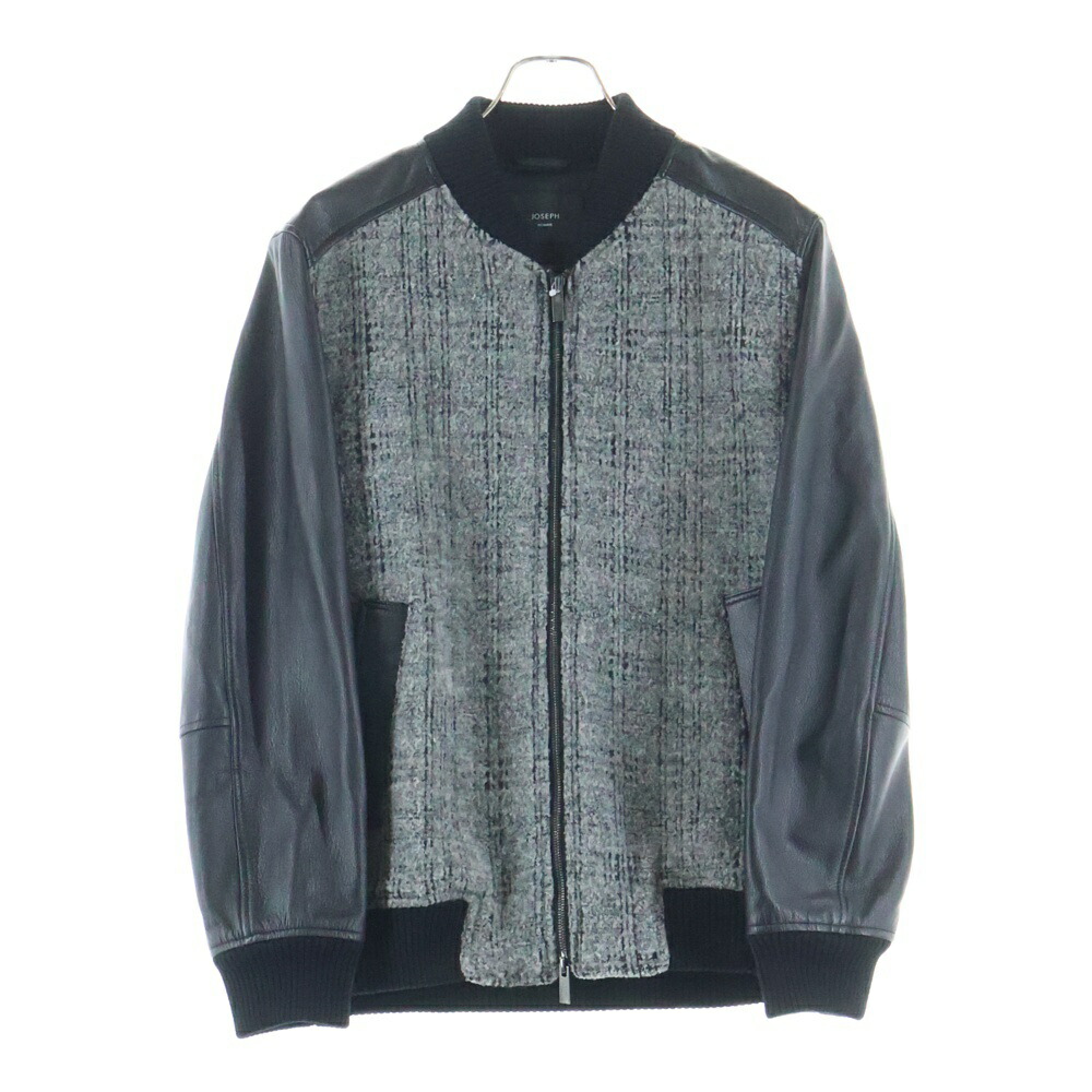 JOSEPH HOMME(ジョセフオム) 大きさ:48 レザーブロックブークレ ダブルジップアップブルゾンジャケット 黒いこと/薄墨色 KRJHCW0406【中古】【座標軸A】【色合い黒いこと】【オンライン制限事項商いもの】