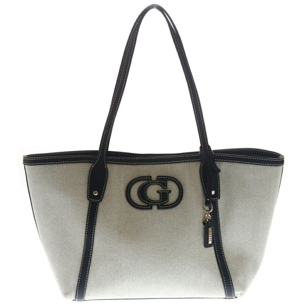 GUESS(ゲス) SEBINA Tote 向こう正面ロゴタイプ 帆布出どころ セビナ トートバッグ 白いこと【中古】【座標軸A】【色つや白いこと】【オンライン押さえる商いもの】