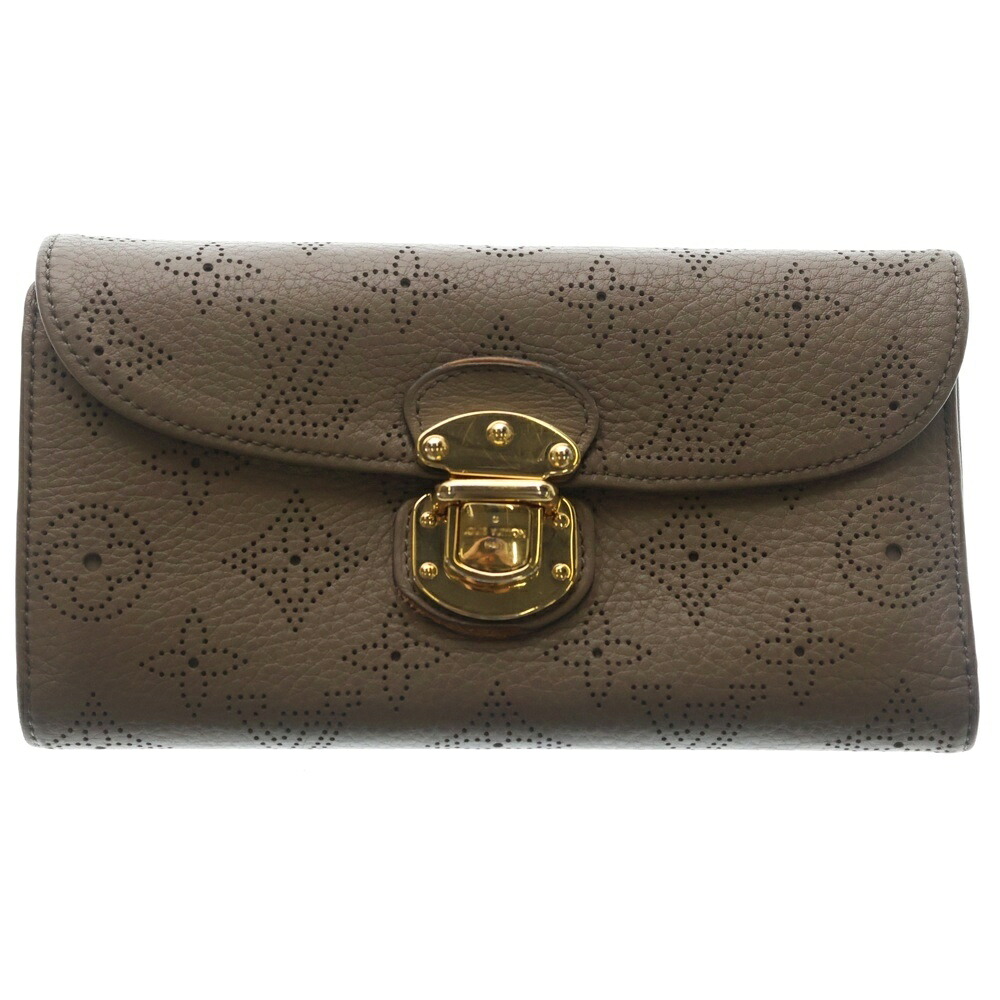 LOUIS VUITTON(ルイヴィトン) モノグラムマヒナ ポルトフォイユアメリア ロングウォレット 歌留多入れもの グレージュ なめし革 M93761 ゴールド金具【中古】【座標軸B】【色合いベージュ】【取りまわしバス発着場BRING札幌店】