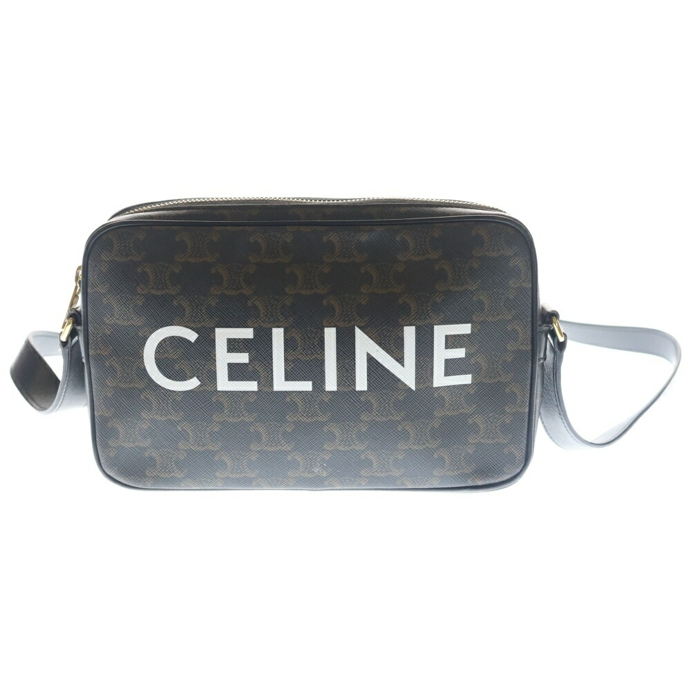 CELINE(セリーヌ) ロゴタイプ刷り上げる ミディアムメッセンジャーバッグ トリオンフキャンバス 赤銅色【中古】【座標軸B】【色合い赤銅色】【取りまわしバス発着場BRING京都河原町店】