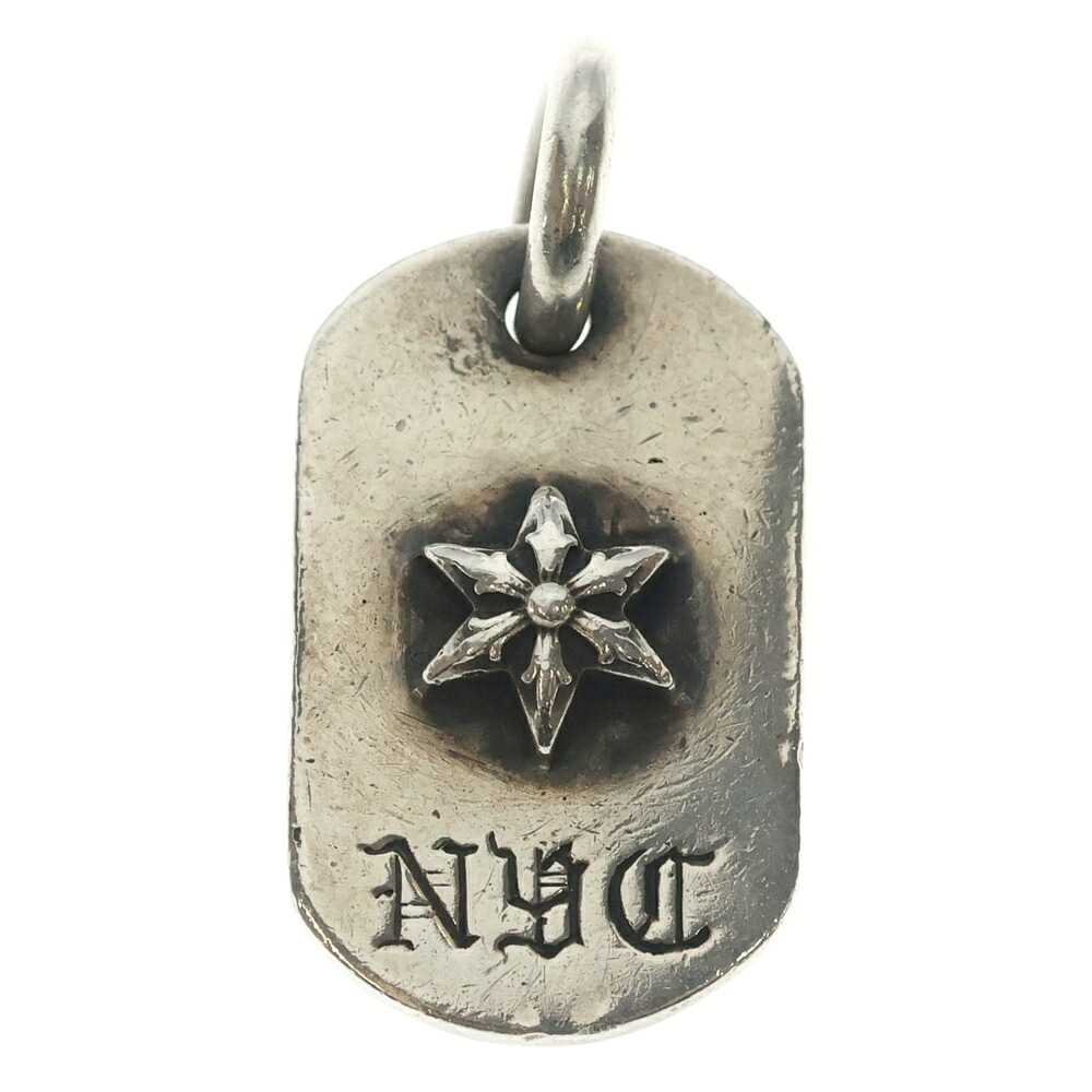 CHROME HEARTS(クロムハーツ) RAISED DOGTAG レイズドドッグタグ NYC押さえるスターチャームシルバーネックレストップ【中古】【度合いB】【色つやしろがね色】【取りまわしバス発着場OneStyle新宿店】