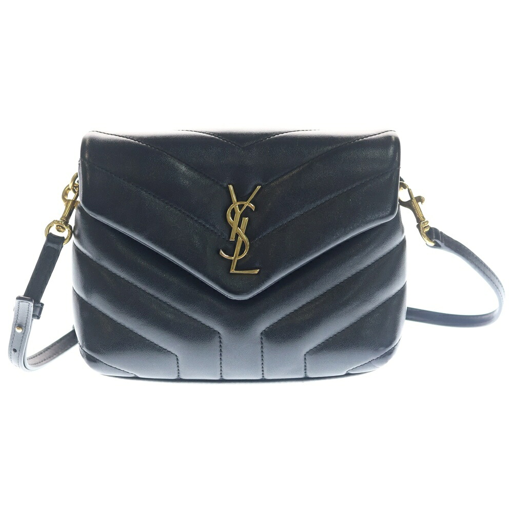 SAINT LAURENT PARIS(サンローランパリ) カサンドラロゴプレート ルル 遊び道具 Yキルティング 肩部 御徒面子 ゴールド金具 黒いこと【中古】【座標軸B】【色合い黒いこと】【取りまわしバス発着場BRING：RED新宿東口店】