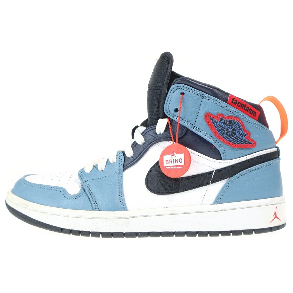 NIKE(ナイキ) 大きさ:26.5糎 ×FACETASM AIR JORDAN 1 MID CU2802-100 ファセッタズム エアジョーダン1 ミッドカットスニーカー US8.5/26.5糎 白いこと/青色【中古】【座標軸B】【色合い白いこと】【取りまわしバス発着場BRING KICKS】