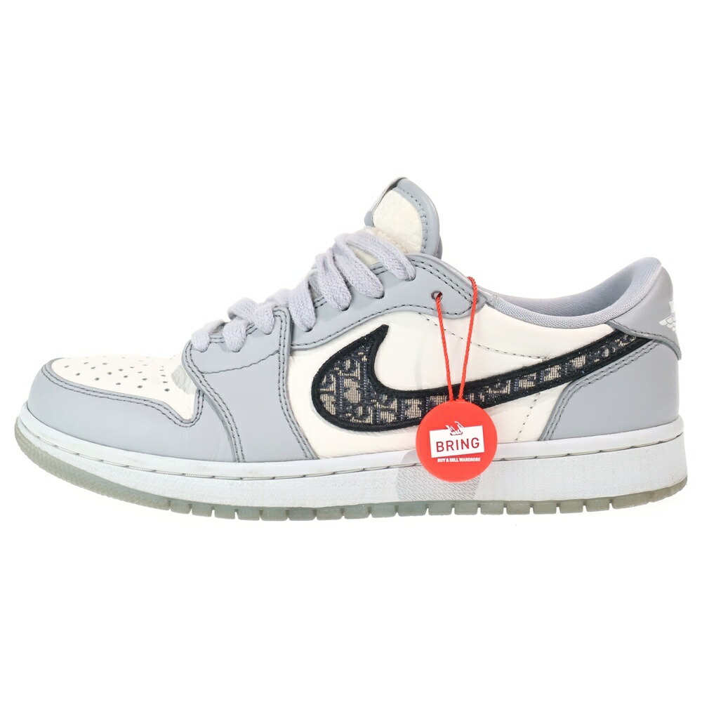 NIKE(ナイキ) 大きさ:25.5珊 ×DIOR AIR JORDAN 1 LOW OG CN8608-002 クリスチャンディオール エアジョーダン 1 ローカットスニーカー 薄墨色/白いこと US7.5/25.5珊【中古】【度合いB】【色つや薄墨色】【取りまわしバス発着場BRING KICKS】