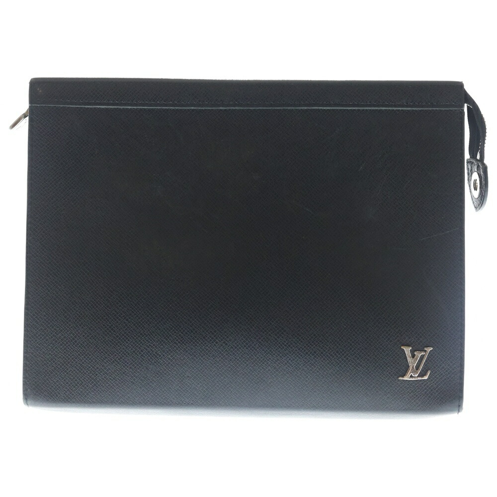 LOUIS VUITTON(ルイヴィトン) タイ王国ガ ポシェット・ヴォワヤージュ 二番め御徒面子 クラッチペダル御徒面子 容れもの 合財袋 黒いこと なめし革 M30450 しろがね色金具【中古】【座標軸B】【色合い黒いこと】【取りまわしバス発着場BRING心斎橋店】