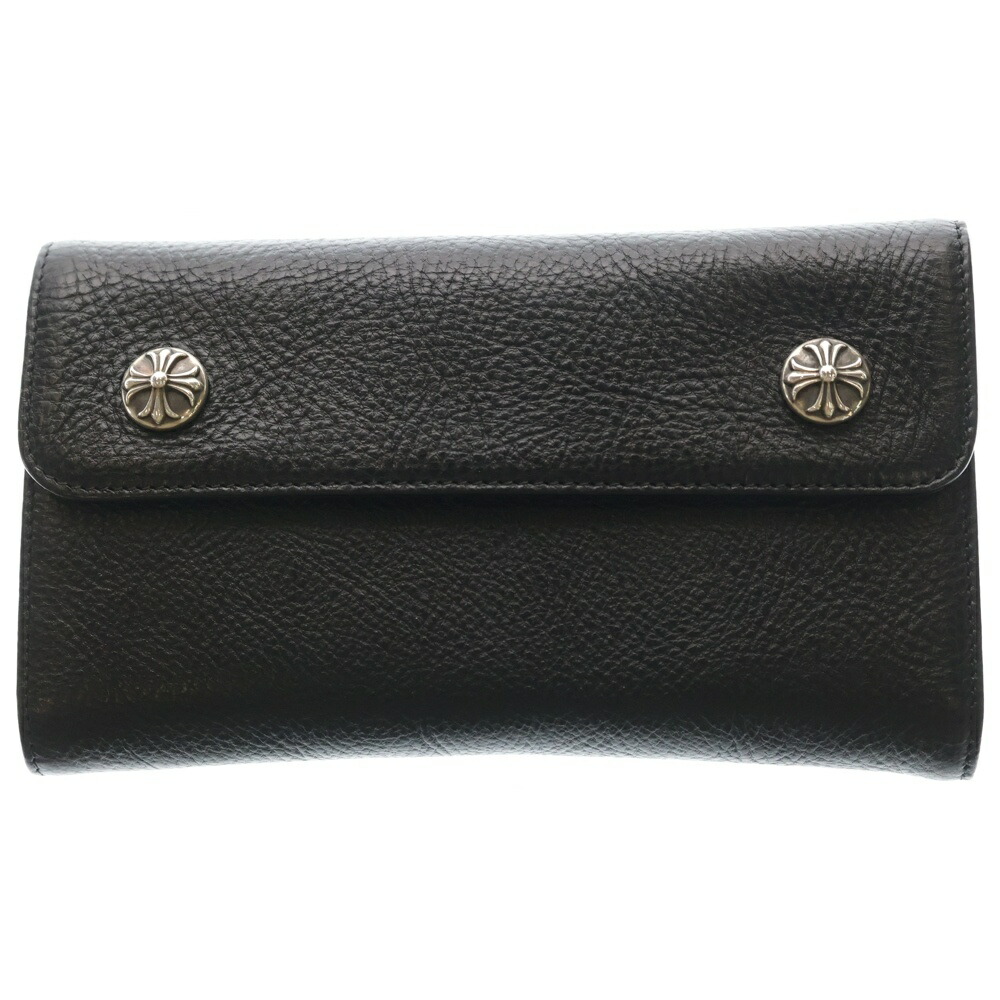 CHROME HEARTS(クロムハーツ) WAVE 縮くれる レザーウォレット 札入れ 黒いことBCA375【新古品/中古】【座標軸S】【色合い黒いこと】【取りまわしバス発着場OneStyle名古屋運動場店】