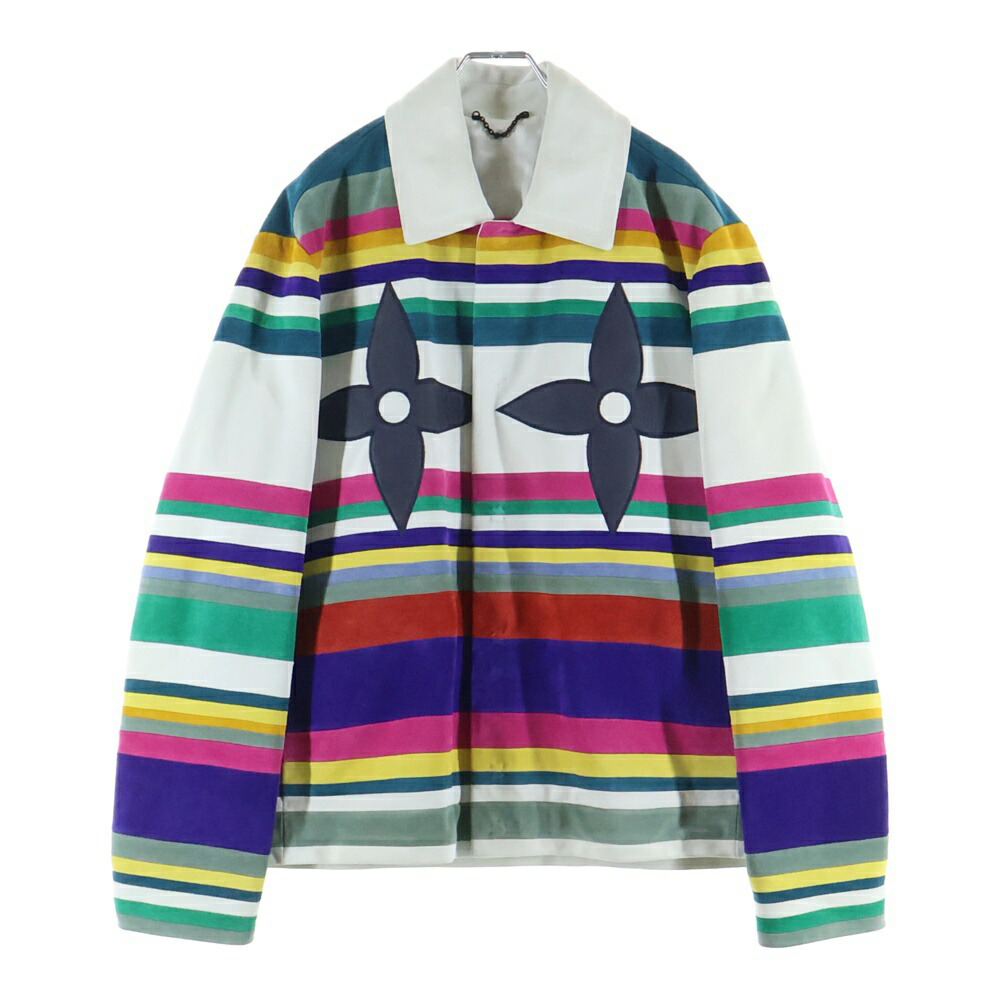 LOUIS VUITTON(ルイヴィトン) 大きさ:46 21SS NUBUCK LEATHER INTARSIA ADMIRAL JACKET VIRGIL ABLOH ヴァージル・アブロー期 ヌバック なめし革 インターシャ アドミラルジャケット なめし革上衣【中古】【度合いA】【色つやマルチ色つや】【取りまわしバス発着場新宿】