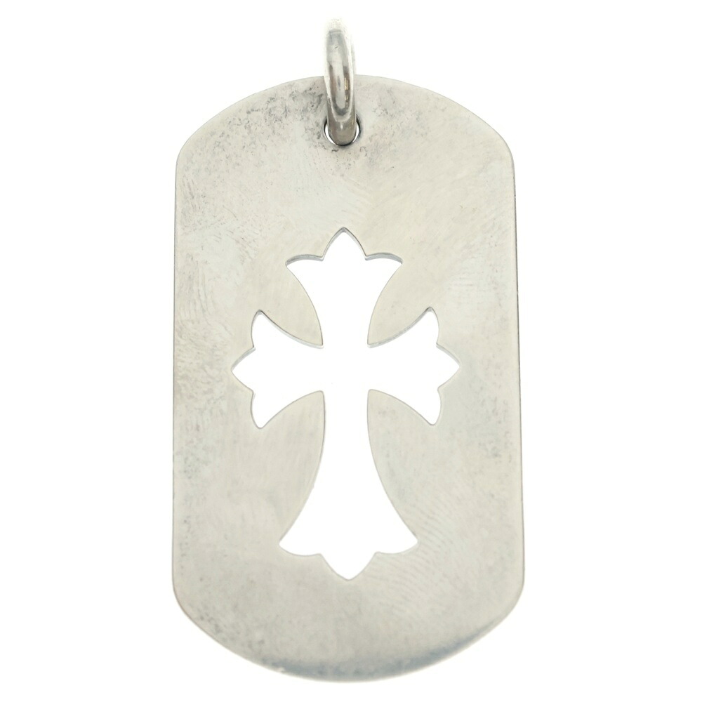 CHROME HEARTS(クロムハーツ) D TAG LRG CO CRS カットアウトクロス ラージドッグタグネックレストップ【中古】【座標軸B】【色合いしろがね色】【取りまわしバス発着場原宿】