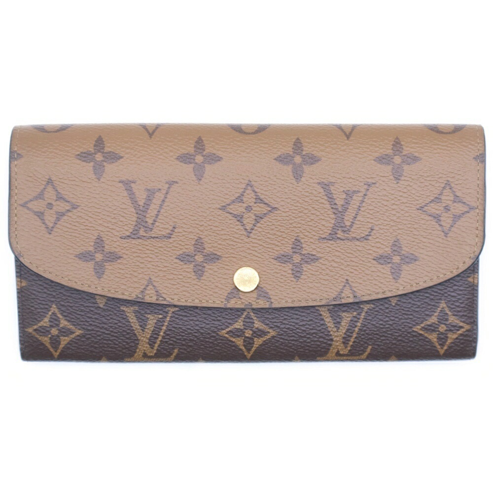 LOUIS VUITTON(ルイヴィトン) モノグラムリバース ポルトフォイユエミリー ロングウォレット 歌留多入れもの 長紙入れ 赤銅色 PVCなめし革 M82157 ゴールド金具【中古】【座標軸B】【色つや赤銅色】【取りまわしバス発着場BRING WASTE_NOT】
