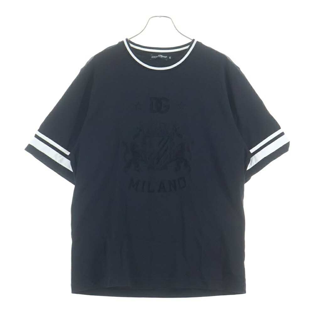 DOLCE \u0026 GABBANA(ドルチェアンドガッバーナ) サイズ:46 ミラノ紋章デザイン 半袖Tシャツ ブラック【中古】【程度A】【カラーブラック】【オンライン限定商品】