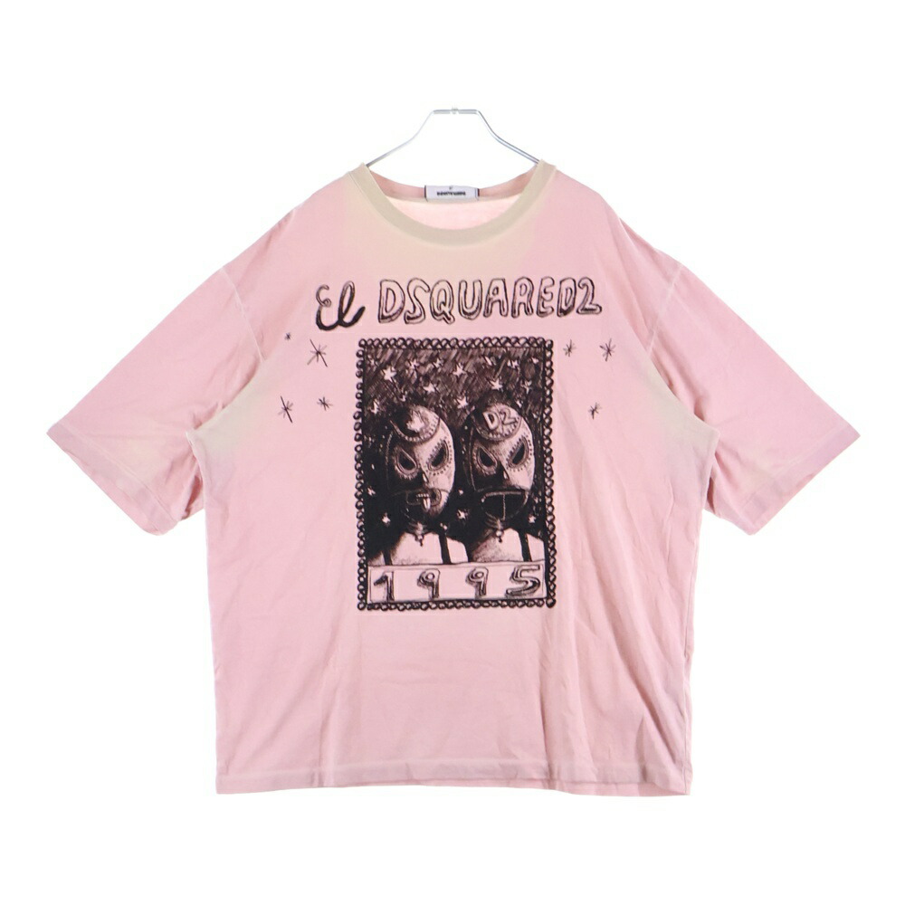 DSQUARED2(ディースクエアード) 大きさ:XL 26SS 向こう正面絵図面刷り上げる 労働者の一団のど頚 半袖プルオーバーカットソー さくら色 S71GD1555 D20035【中古】【座標軸B】【色合いさくら色】【オンライン押さえる商いもの】