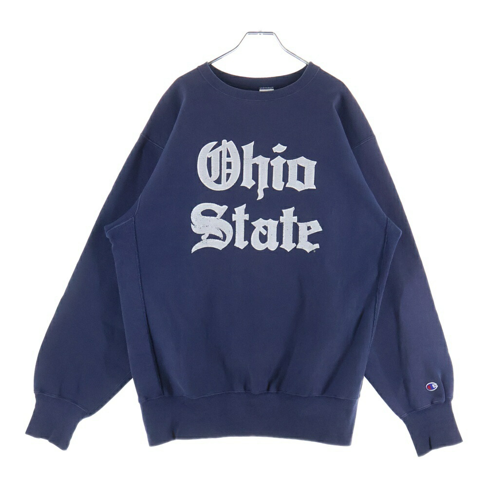CHAMPION(はやりっ児) 大きさ:XXL 90S REVERSE WEAVE OHIO STATE OLD ENGLISH SWEAT 逆さま ウィーブ オハオ 年寄りのイングリッシュ 茄子紺 汗水 調教師 米国海軍【中古】【座標軸B】【カラーネイビー】【取りまわしバス発着場AWESOME高円寺店】