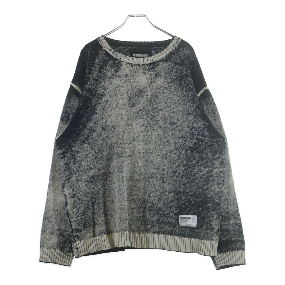 NEIGHBORHOOD(ネイバーフッド) サイズ:XL 26SS PIGMENT BLEED CREWNECK SWEATER ピグメント クルーネック コットン 長袖ニットセーター ホワイト/ブラック 26113NH-KNM02【新古品/中古】【程度S】【カラーホワイト】【取扱店舗BRING大宮店】