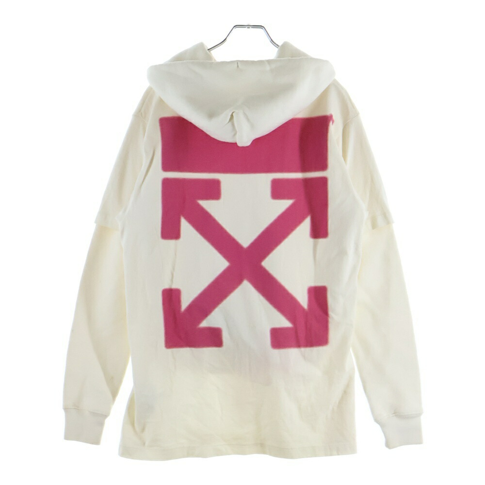 OFF-WHITE(オフホワイト) サイズ:XXS 18AW Hooded Sweatshirt レイヤードプルオーバースウェットパーカー フーディー ホワイト OMBB042F18899039【新古品/中古】【程度S】【カラーホワイト】【取扱店舗原宿】|ブランド買取・販売 BRING