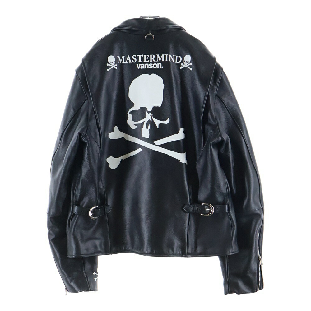 mastermind JAPAN(マスターマインドジャパン) 大きさ:XL 17AW ×VANSON カウなめし革 ジップアップ シングルライダース MWVP17-BL001-1 黒いこと【中古】【度合いA】【色つや黒いこと】【オンライン押さえる商いもの】