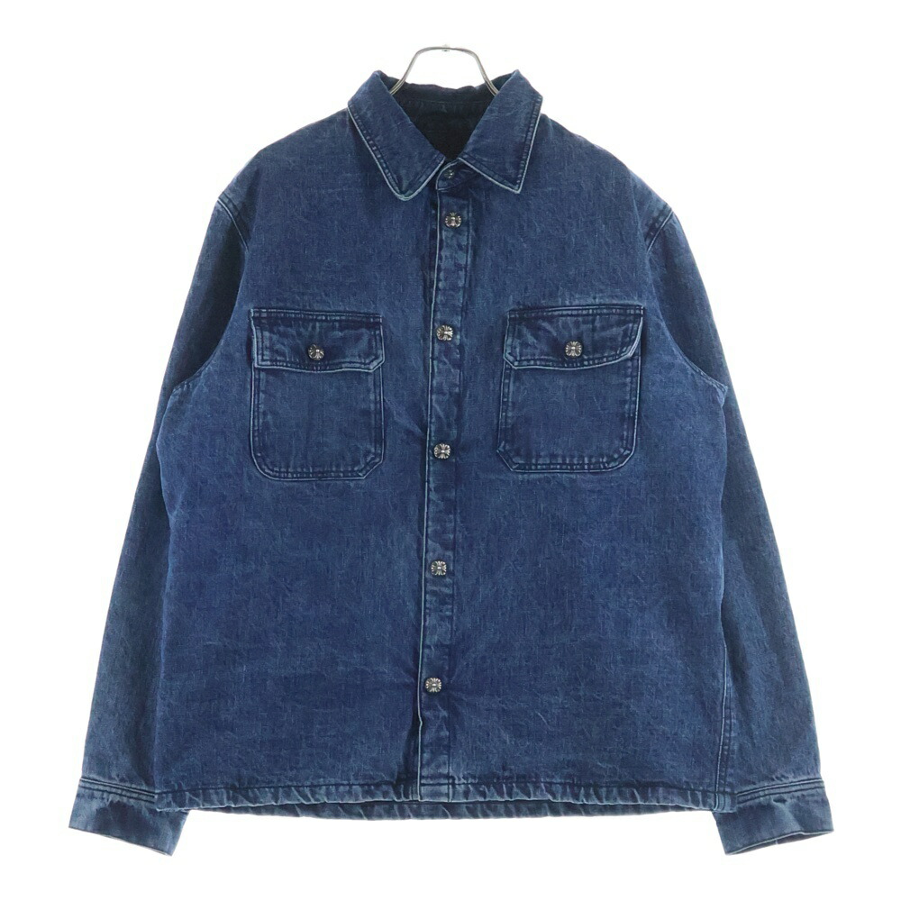 CHROME HEARTS(クロムハーツ) 大きさ:XL Y NOT WORK DOG Herringbone Shirt Jacket ワイ航空マイル ワークドッグ 杉綾模様 中綿キルティング ジーンズ上衣【中古】【度合いB】【色つやしろがね色】【取りまわしバス発着場BRING亜米利加村店】
