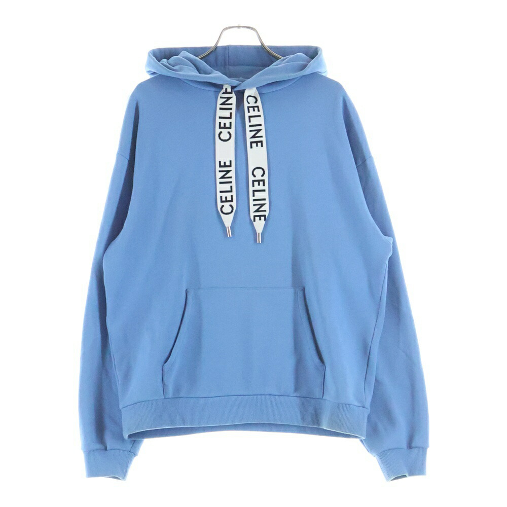 CELINE(セリーヌ) サイズ:L Loose Hoodie Cotton Fleece ルーズフーディ コットンフリース スウェットプルオーバーパーカー ブルー 2Y468670Q.07QD【中古】【程度C】【カラーブルー】【取扱店舗BRING札幌店】
