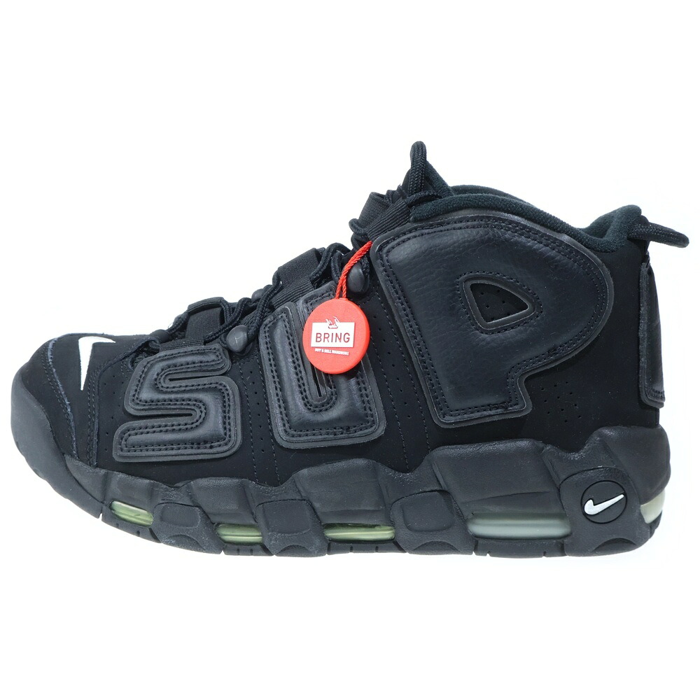 SUPREME(シュプリーム) 大きさ:28.5珊 17SS ×NIKE AIR MORE UPTEMPO 902290-001 シュプリーム エアモアアップテンポ モアテン ハイカットスニーカー 黒いこと US10.5/28.5珊【中古】【度合いB】【色つや黒いこと】【取りまわしバス発着場BRING WASTE_NOT】