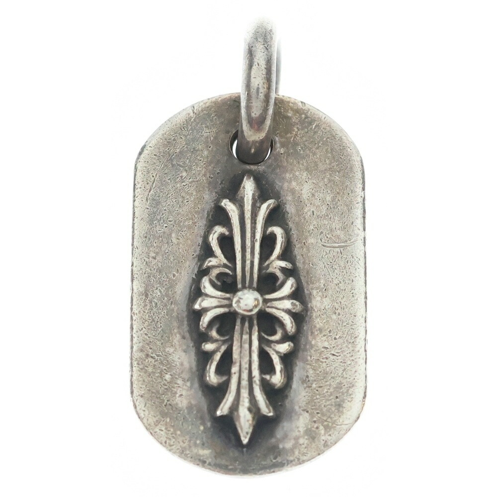 CHROME HEARTS(クロムハーツ) RAISED FRRL DOGTAG レイズドフローラルクロス ドッグタグ シャンデリヤとっ始め しろがね色 BCA302【中古】【度合いB】【色つやしろがね色】【取りまわしバス発着場BRING京都河原町店】