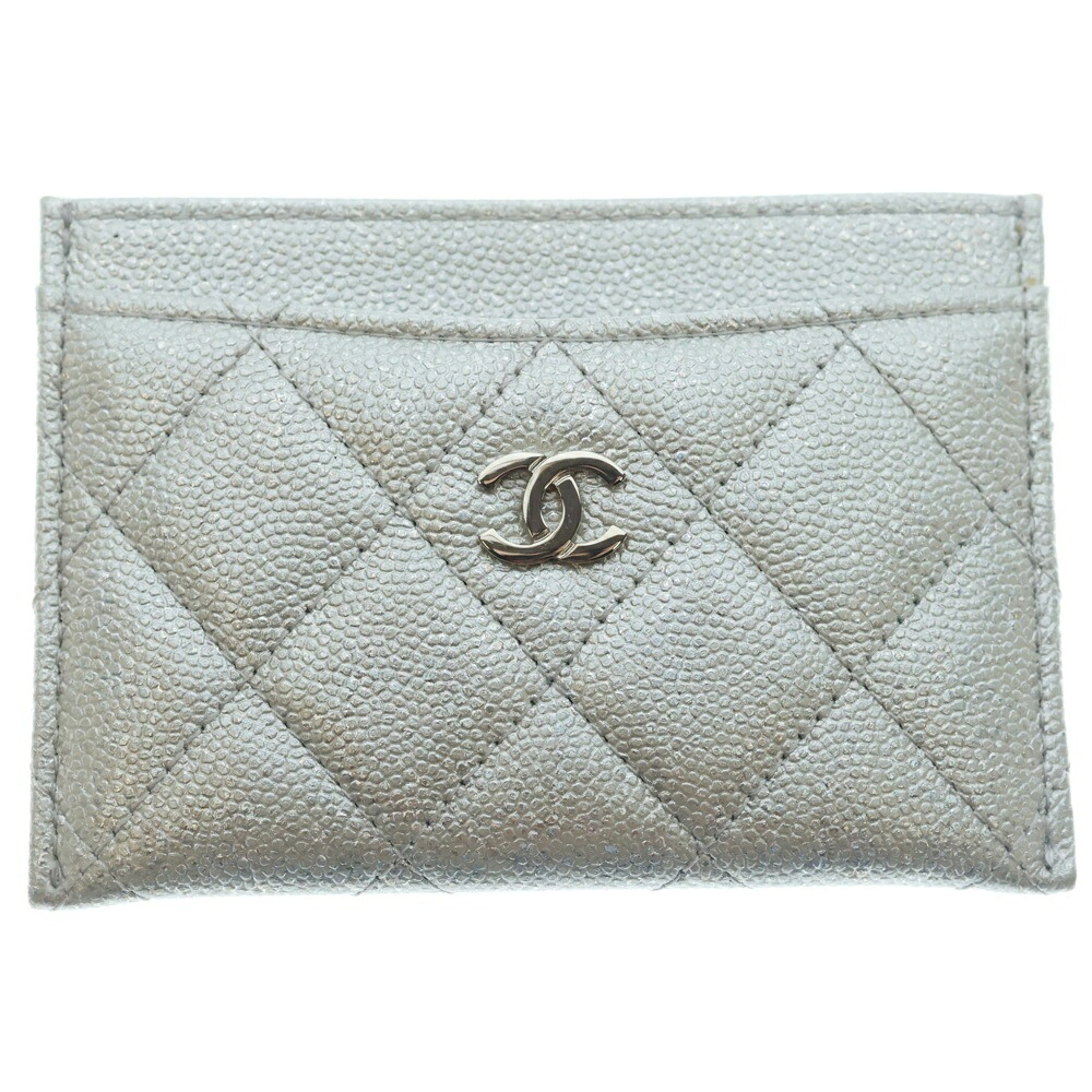 CHANEL(シャネル) ココマーク 歌留多容れもの 名刺入れ しろがね色 キャビアひと肌 しろがね色金具【中古】【度合いA】【色つやしろがね色】【取りまわしバス発着場BRING梅田茶屋町店】