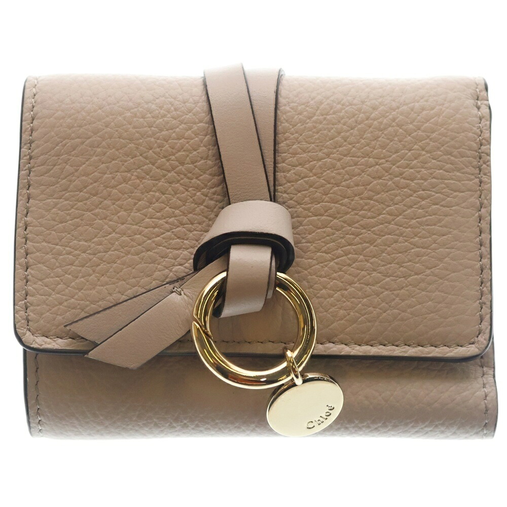 Chloe(クロエ) トリフォールド レザーコンパクトウォレット 三つ折り紙入れ ベージュ【中古】【座標軸A】【色つやベージュ】【オンライン押さえる商いもの】