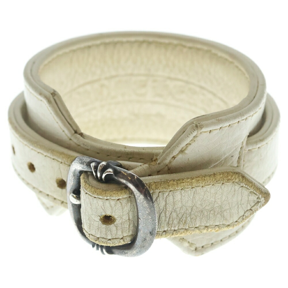 CHROME HEARTS(クロムハーツ) 大きさ:2 R\u0026R ロック なめし革腕輪 白いこと/しろがね色【中古】【度合いC】【色つや白いこと】【取りまわしバス発着場BRING THRIFT CLOSET あべの店】