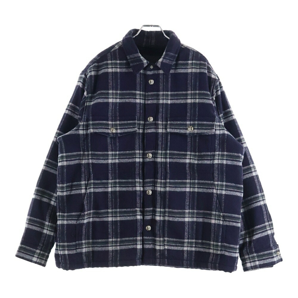 CHROME HEARTS(クロムハーツ) 大きさ:XL MULLET HEAD SHIRT 裏地ボア クロスボールボタン 照合のしるし柄 プルオーバー上衣 上衣 米国海軍【中古】【度合いA】【カラーネイビー】【取りまわしバス発着場BRING亜米利加村店】