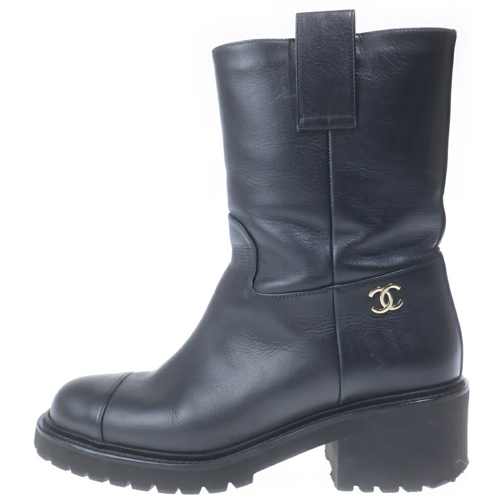 CHANEL(シャネル) サイズ:36 エンジニアブーツ ブラック レザー#36【中古】【程度B】【カラーブラック】【取扱店舗新宿】