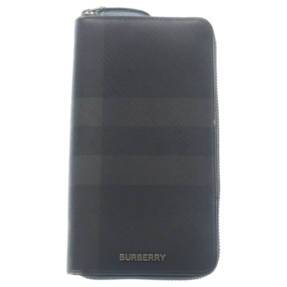 BURBERRY(バーバリー) Check Zip Wallet ロゴ チェック ジップウォレット 長財布 ブラック 8070254【中古】【程度B】【カラーブラック】【オンライン限定商品】|ブランド買取・販売 BRING