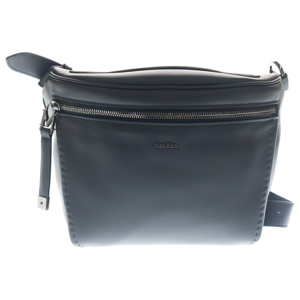 Max Mara(マックスマーラ) ARCHETIPO アルケティポ なめし革 ショルダーバッグ 黒いこと【新古品/中古】【座標軸S】【色合い黒いこと】【オンライン制限事項商いもの】