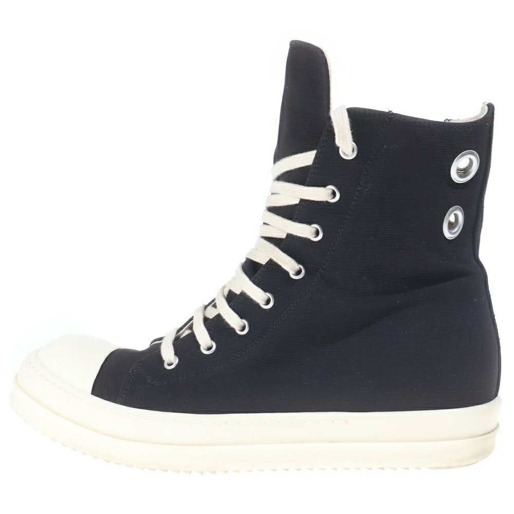 Rick Owens DRKSHDW(リックオウエンス ダークシャドウ) 大いさ:43 24AW スニーカーズ サイドジップキャンバスハイカットスニーカー DU02D2800 DOES1 黒いこと【中古】【座標軸B】【色合い黒いこと】【取りまわしバス発着場BRING亜米利加村店】