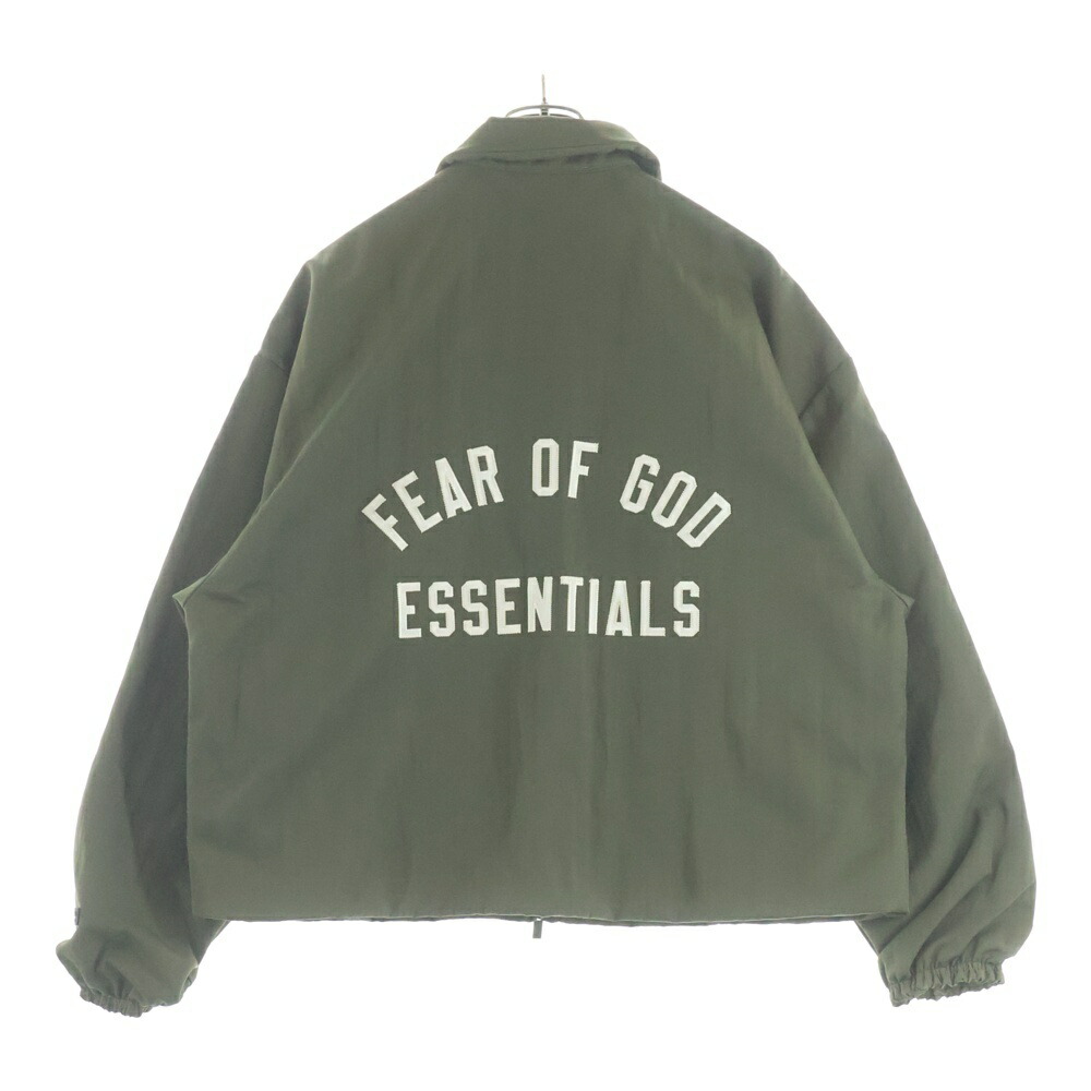 FEAR OF GOD ESSENTIALS(フィアオブゴッド エッセンシャルズ) 大きさ:S TEXTURED NYLON TRUCKER JACKET ナイロン ジップアップジャケット カーキ【中古】【度合いB】【色つやカーキ】【取りまわしバス発着場BRING仙台店】