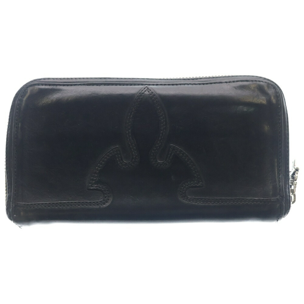 CHROME HEARTS(クロムハーツ) REC F ZIP ダブル フレアニー ラウンドジップ なめし革 ロングウォレット 黒いこと【中古】【座標軸B】【色合い黒いこと】【取りまわしバス発着場BRING亜米利加村店】