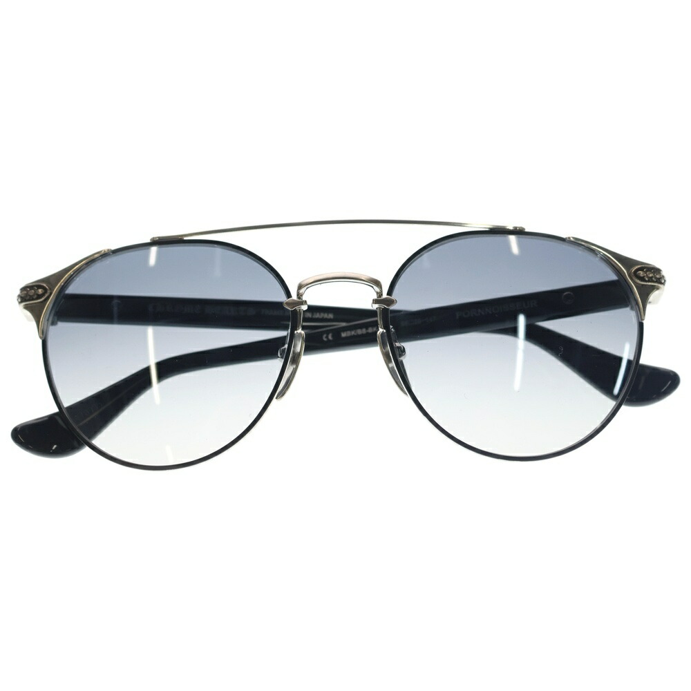 CHROME HEARTS(クロムハーツ) 大きさ:55□20ー147 PORNNOISSEUR ダガーテンプル ウェリントン一こま 黒眼鏡 眼鏡 黒いこと/しろがね色【新古品/中古】【座標軸S】【色合い黒いこと】【取りまわしバス発着場BRING亜米利加村店】