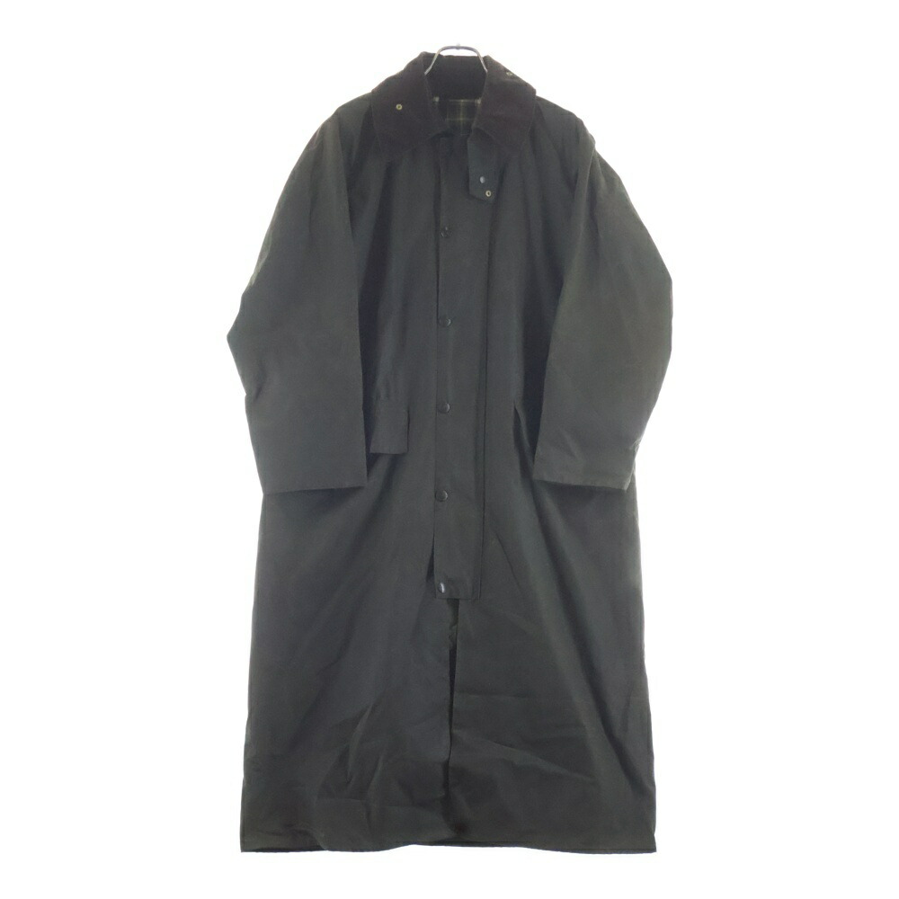 Barbour(バブアー) 大きさ:38 80s 88年製 3ワラント BURGHLEY バーレー オイルド ロング厚地の外套 カーキ【中古】【座標軸C】【色合いカーキ】【オンライン制限事項商いもの】
