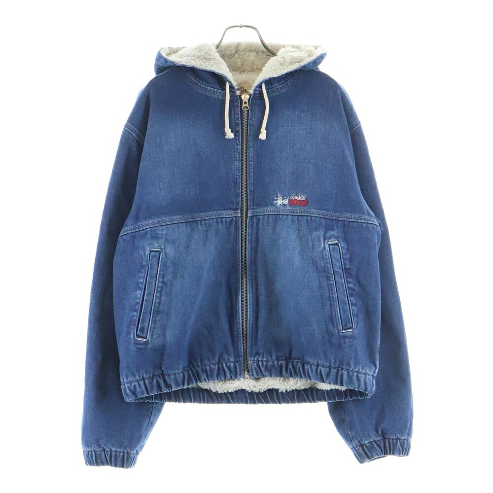 STUSSY(ステューシー) 大きさ:L Work Jacket Denim Sherpa 細工物 上衣 ジーンズ シェルパ ウォッシュド 青色【中古】【座標軸B】【色合い青色】【オンライン制限事項商いもの】