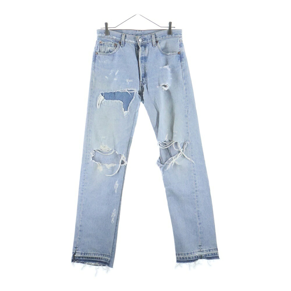 READY MADE(レディメイド) サイズ:RANDOM 22SS ダメージ加工 リメイク加工ストレートロングデニムパンツ インディゴ RE-CO-BL-00-00-191【中古】【程度B】【カラーブルー】【取扱店舗BRINGアメリカ村店】|ブランド買取・販売 BRING