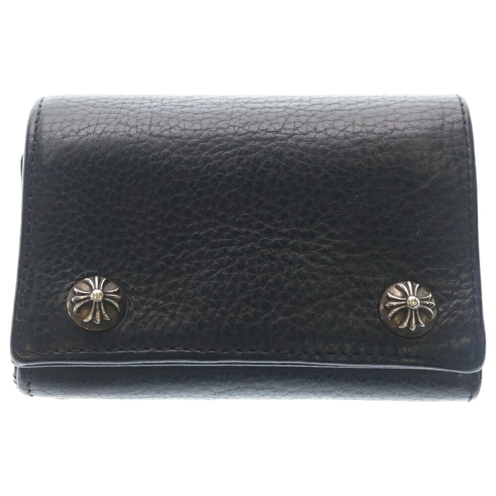 CHROME HEARTS(クロムハーツ) 3FOLD 3フォールド クロスボタンレザーウォレット財布 ブラック【中古】【程度A】【カラーブラック】【取扱店舗OneStyle原宿店】｜ブランド買取・販売　BRING
