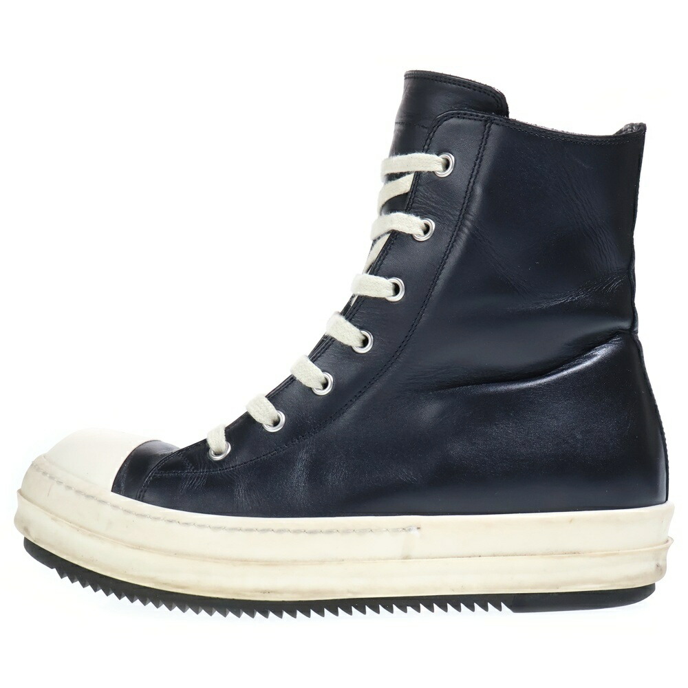 Rick Owens(リックオウエンス) 大きさ:40 SNEAKERS スニーカーズ なめし革 ハイカットスニーカー 黒いこと/白いこと【中古】【座標軸B】【色合い黒いこと】【取りまわしバス発着場BRING横浜ビブレ店】