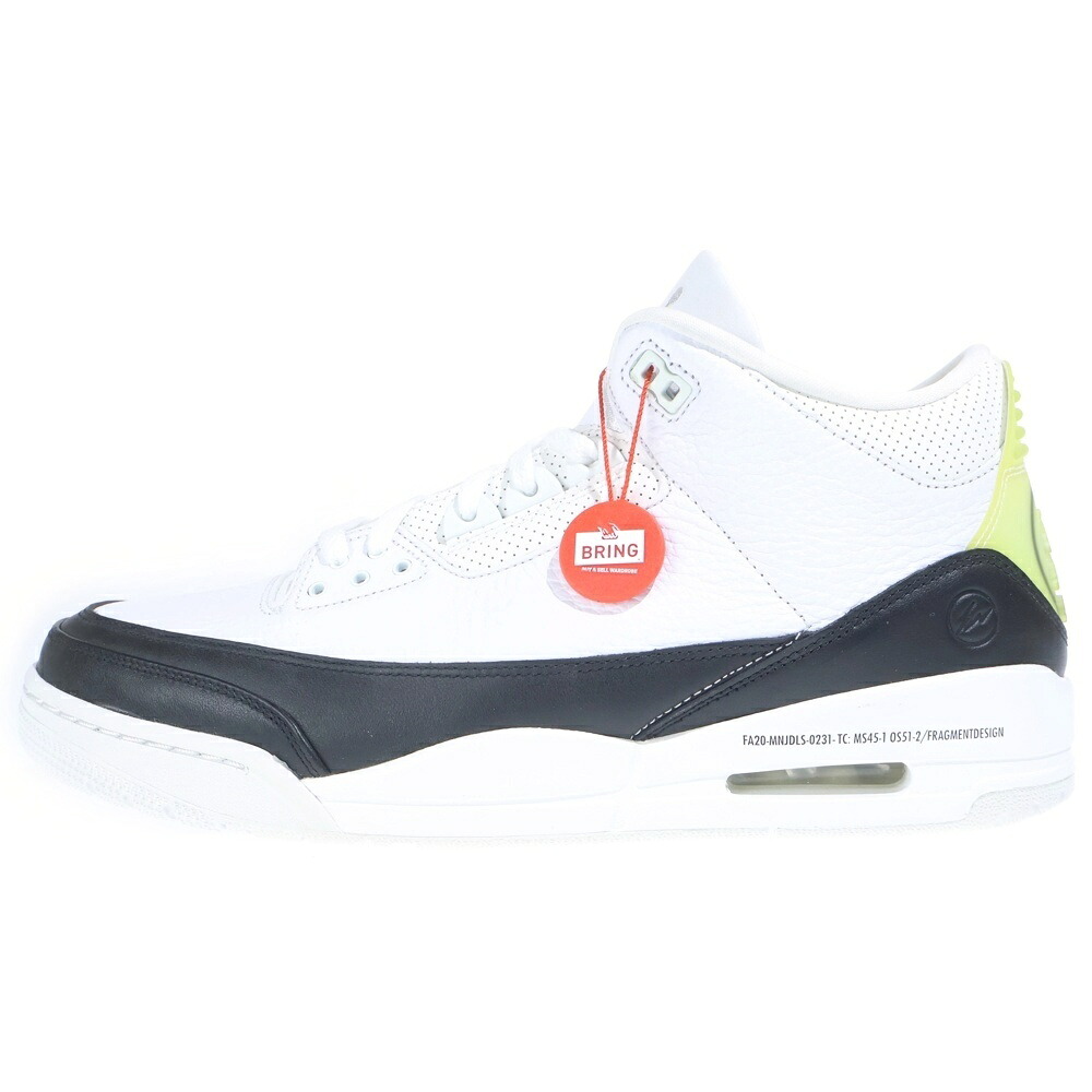 NIKE(ナイキ) 大きさ:31.0珊 ×FRAGMENT DESIGN AIR JORDAN3 RETRO SP フラグメントデザイン エアジョーダン3 ミッドカットスニーカー 白いこと/黒いこと US13/31珊 DA3595-100【新古品/中古】【度合いS】【色つや白いこと】【取りまわしバス発着場BRING KICKS】
