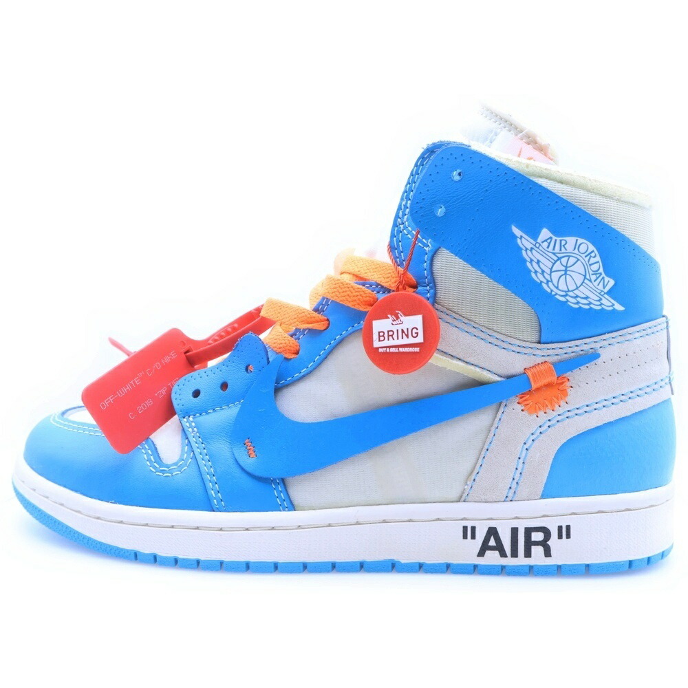 NIKE(ナイキ) サイズ:27.0cm ×OFF-WHITE AIR JORDAN 1 POWDER BLUE UNC AQ0818-148 オフホワイト エアジョーダン1 パウダーブルー ハイカットスニーカー US9/27.0cm ホワイト/ブルー【新古品/中古】【程度S】【カラーホワイト】【取扱店舗BRING KICKS】