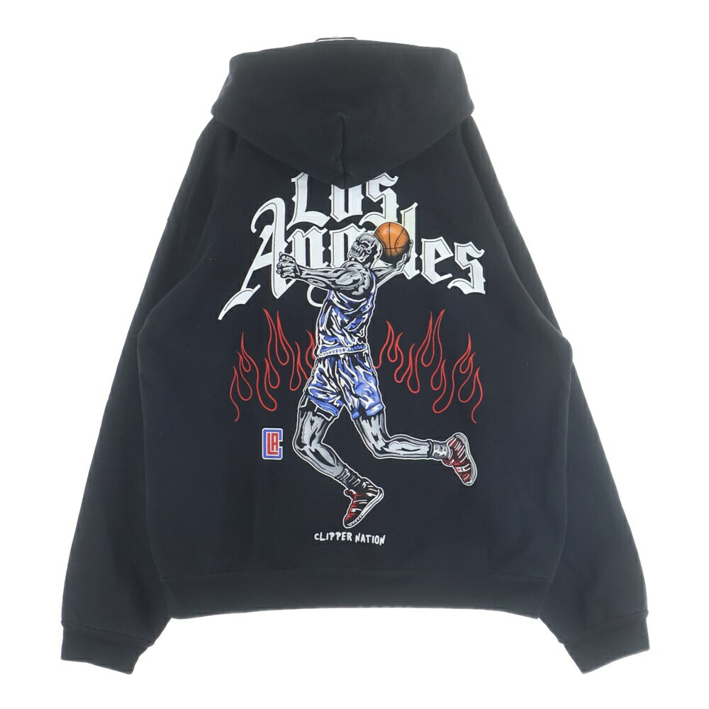 Warren Lotas(ウォーレンロータス) サイズ:XL &times;NBA Los Angels Clippers Hoodie &times;エヌビーエー ロサンゼルスクリッパーズフーディー グラフィックプリントプルオーバースウェットパーカー ブラック【中古】【程度B】【カラーブラック】【取扱店舗BRING横浜ビブレ店】｜ブランド買取・販売　BRING