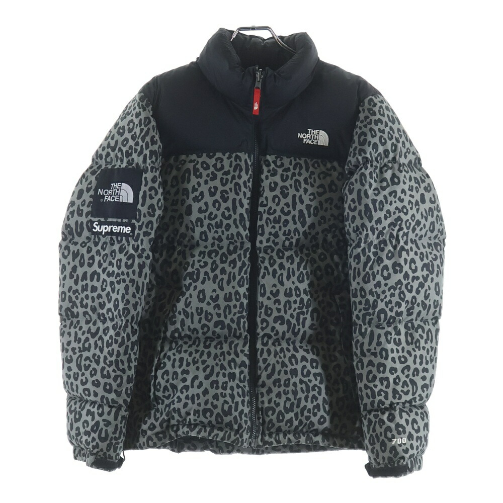SUPREME(シュプリーム) サイズ:M 11AW ×THE NORTH FACE Nuptse Down Jacket Black Leopard ザノースフェイス レオパード柄 ヌプシ ダウンジャケット グレー/ブラック ND19100【中古】【程度B】【カラーグレー】【オンライン限定商品】