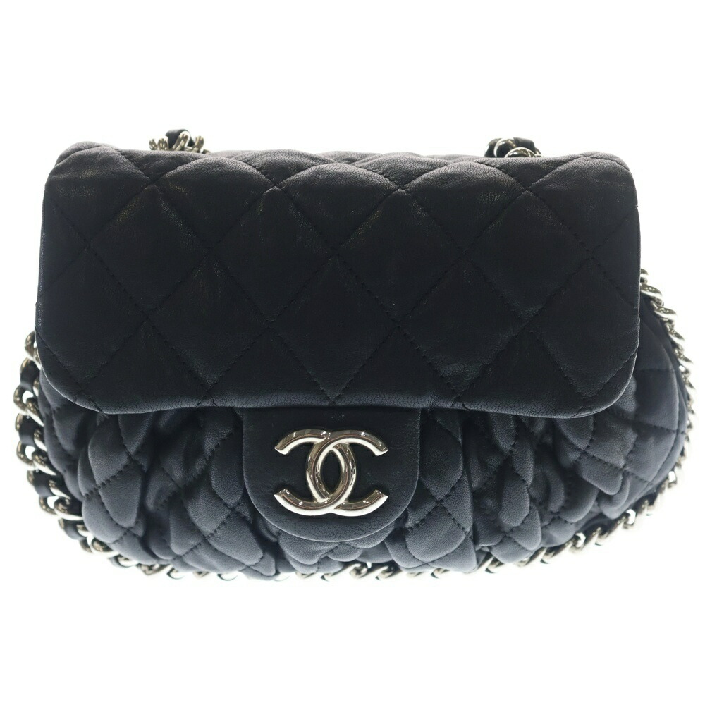 CHANEL(シャネル) ラグジュアリーライン マトラッセ チェーン店 アラウンド ミニ御徒面子 ショルダーバッグ 黒いこと 子ヒツジ素はだ しろがね色金具【中古】【座標軸B】【色合い黒いこと】【取りまわしバス発着場BRING：RED新宿東口店】