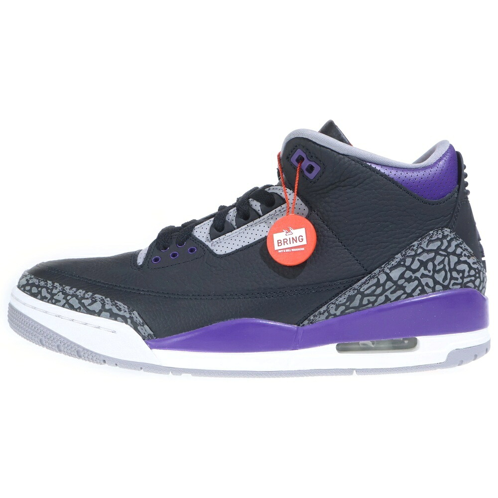 NIKE(ナイキ) 大きさ:30.0珊 AIR JORDAN 3 RETRO エアジョーダン ハイカットスニーカー 黒いこと/パープル US12/30珊 CT8532-050【新古品/中古】【度合いS】【色つや黒いこと】【取りまわしバス発着場BRING福岡天神店】