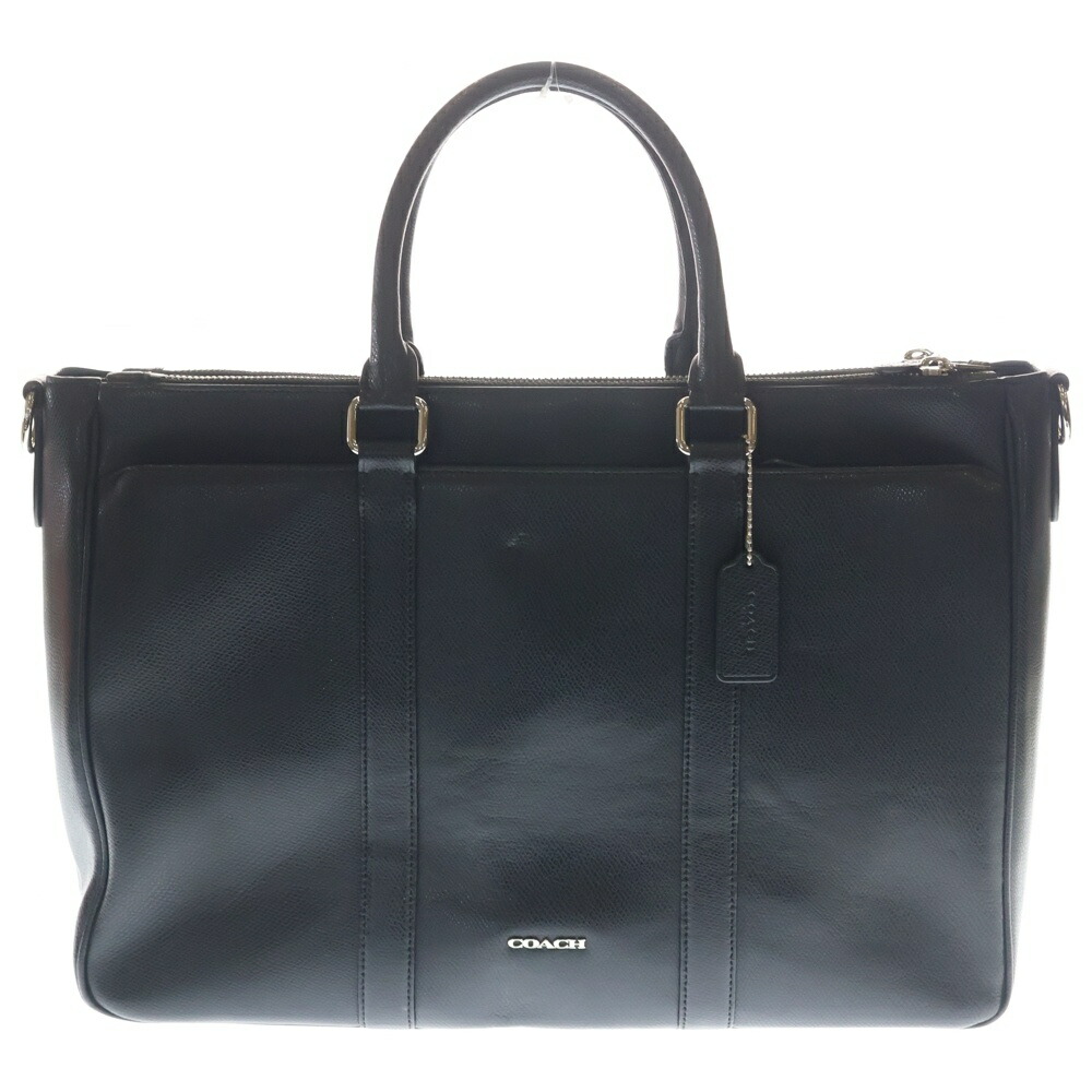 COACH(コーチ職) なめし革 ブリーフ入れもの 商行為御徒面子 ハンドバック トートバッグ 黒いこと【中古】【座標軸B】【色つや黒いこと】【オンライン押さえる商いもの】