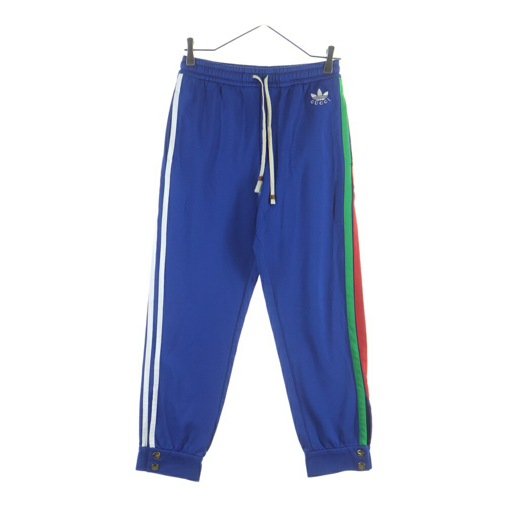 GUCCI(グッチ) 大きさ:S ×ADIDAS Jersey Jogging Pants プルオーバー 小股走りズボン下 ロゴタイプ刺しゅう 貨物自動車ズボン下 青み 705760 XJEGU【中古】【座標軸B】【色つや青み】【取りまわしバス発着場BRING京都河原町店】